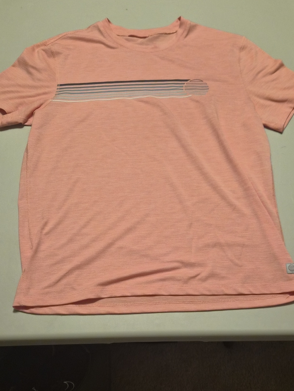 Men's Light Pink Short Sleeve Tee with Striped Chest Graphic